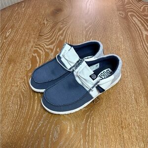 Hey Dude Navy and Light Gray Loafers like new